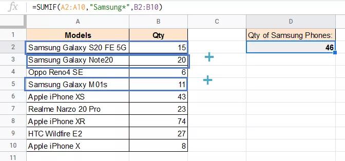 Hướng dẫn cách sử dụng hàm SUMIF trong Google Sheets